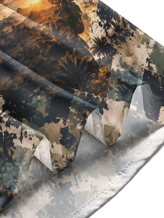 Adaychic Men's Long Sleeve Shirt - Military Soldier And Eagle With Helicopters Print with Chest Pocket