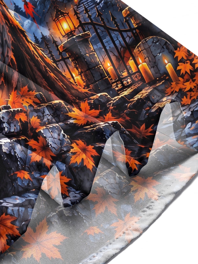 Adaychic Men's Graphic Halloween Witch Print Long Sleeve Shirt with Chest Pocket