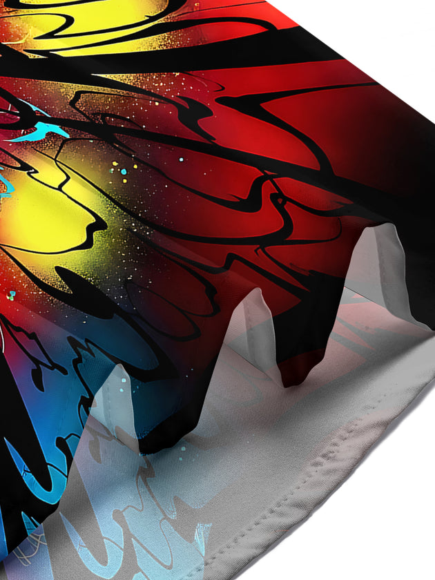 Adaychic Men's Tie Dye Colorful Abstract Radial Burst Print Short Sleeve Shirt with Chest Pocket