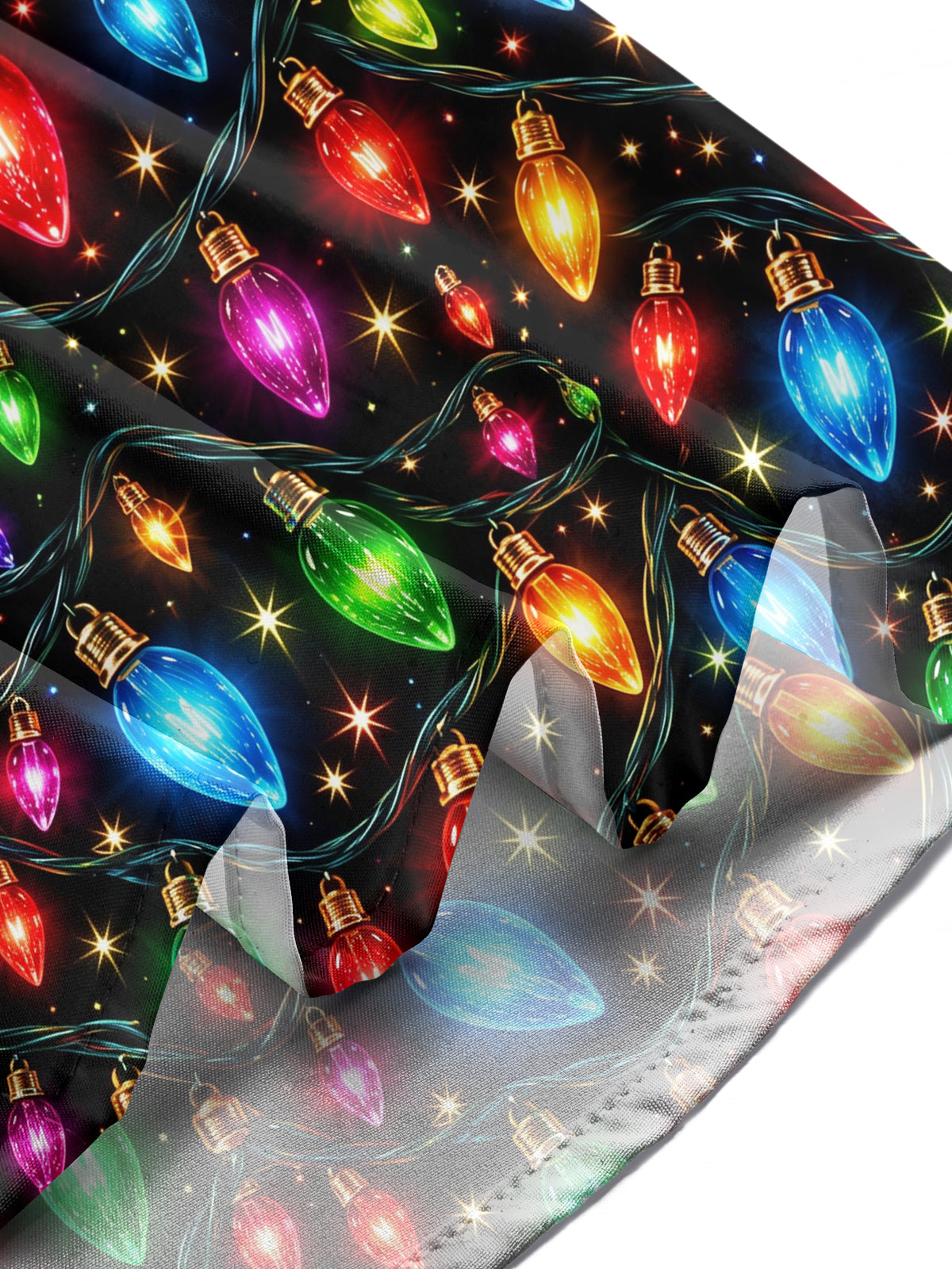 Adaychic Men's Printed Christmas Lights Print Long Sleeve Shirt with Chest Pocket