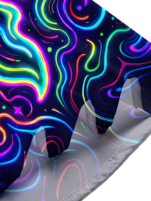 Adaychic Men's Graphic Neon Ghost Print Short Sleeve Shirt with Chest Pocket