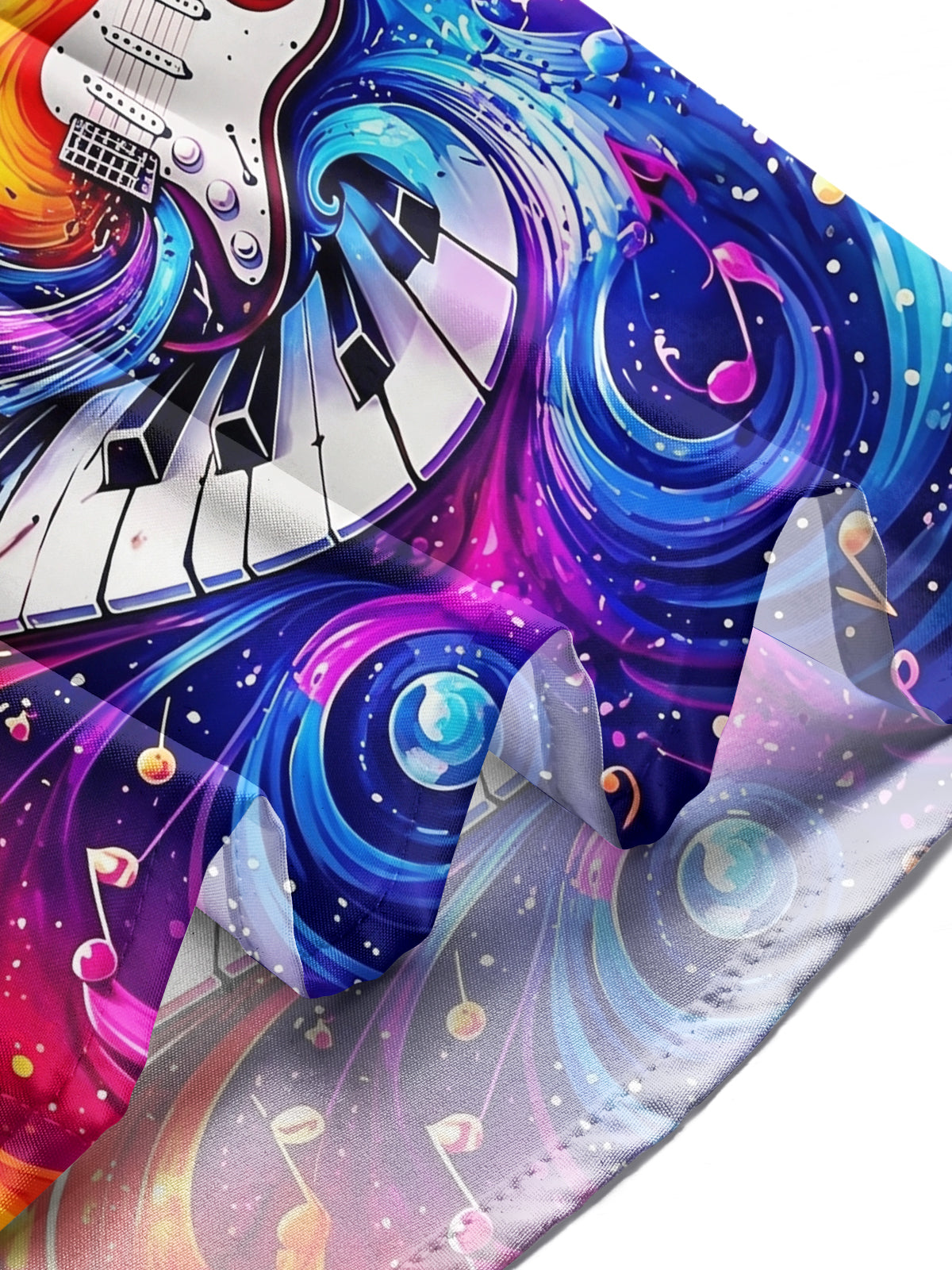 Adaychic Men's Graphic Musical Instruments Print Long Sleeve Shirt with Chest Pocket