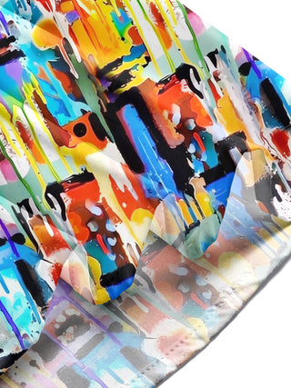 Adaychic Men's Tie Dye Colorful Paint Drip Print Long Sleeve Shirt with Chest Pocket