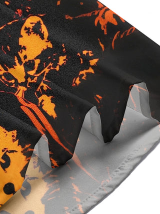 Adaychic Men's Hawaiian Cat Faces Print Short Sleeve Shirt with Chest Pocket