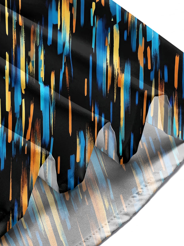 Adaychic Men's Abstract Geometric Brushstrokes Print Long Sleeve Shirt with Chest Pocket