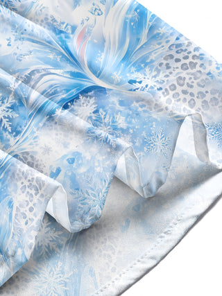 Adaychic Men's Printed Snowflakes And Ice Waves Print Long Sleeve Shirt with Chest Pocket