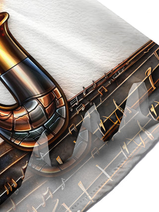 Adaychic Men's Graphic Saxophone Print Musical Notes Print Short Sleeve Shirt with Chest Pocket