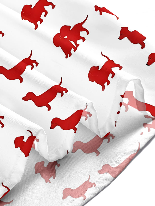 American Flag Dog Paw Men's Pocket Short Sleeve Shirts