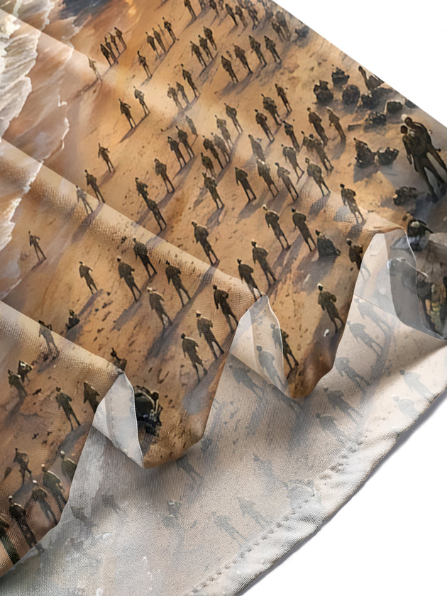 Adaychic Men's Long Sleeve Shirt - D-day Beach Landing Scene With Soldiers And Landing Craft Print with Chest Pocket