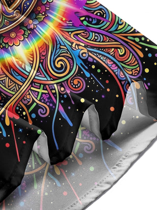 Adaychic Men's Retro Rainbow Peace Symbol Print Long Sleeve Shirt with Chest Pocket