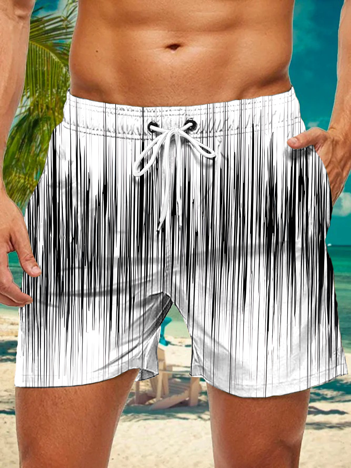 men's geometric print casual pants front view