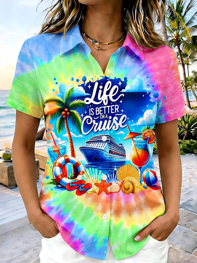 Life Is Better On A Cruise Tie Dye Couple Matching Short Sleeve Shirts