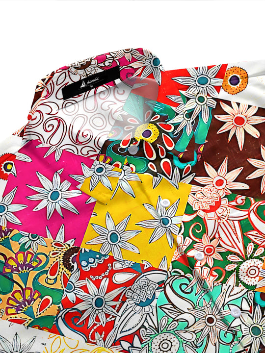Geometry Floral Men's Pocket Short Sleeve Shirts