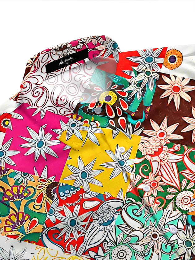Geometry Floral Men's Pocket Short Sleeve Shirts