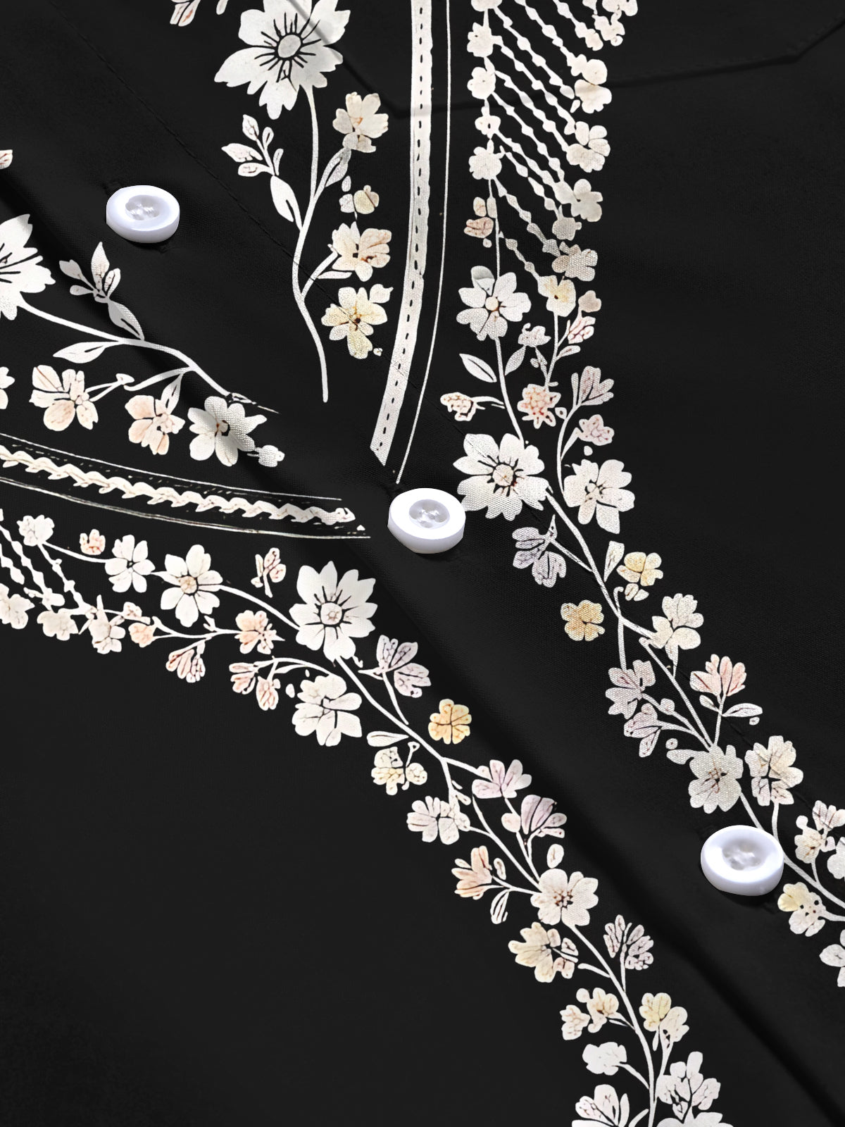 Adaychic Men's Floral Western Floral Embroidery Print Long Sleeve Shirt with Chest Pocket