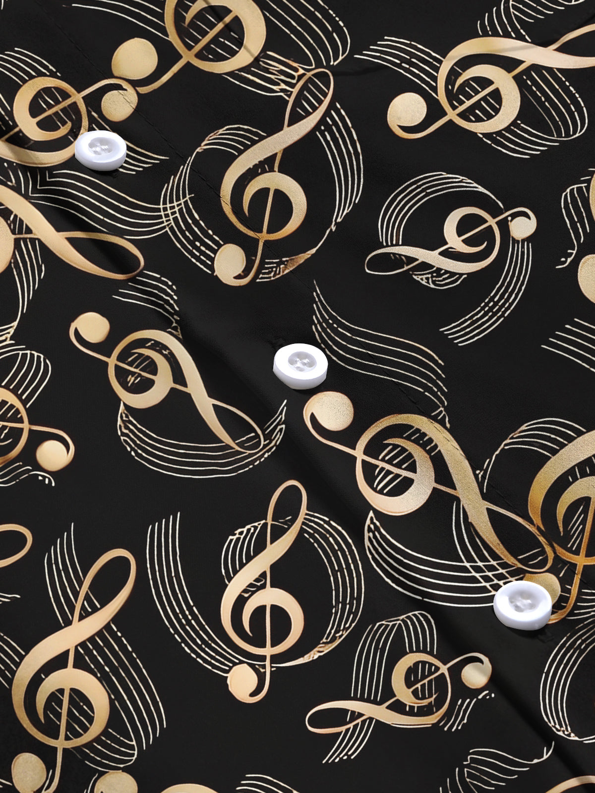 Adaychic Men's Printed Musical Notes Pattern Long Sleeve Shirt with Chest Pocket