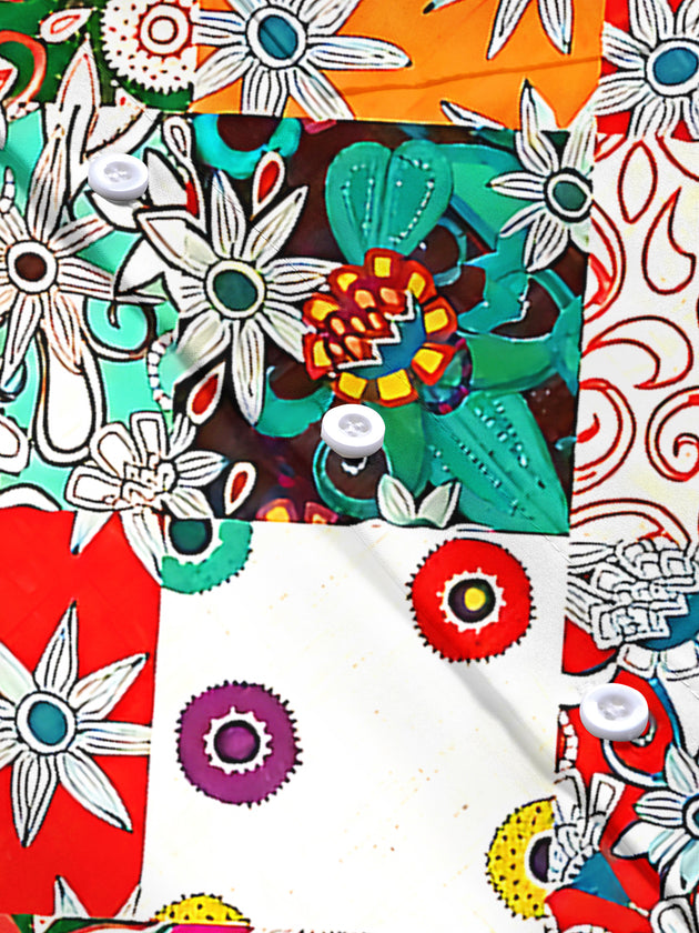 Geometry Floral Men's Pocket Short Sleeve Shirts