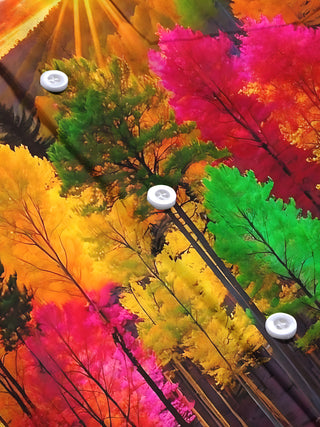 Adaychic Men's Printed Autumn Forest Sunset Print Long Sleeve Shirt with Chest Pocket