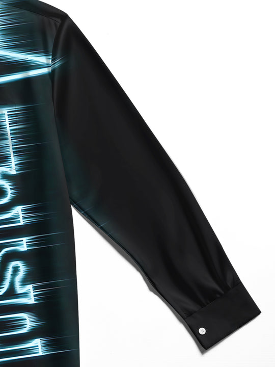 Adaychic Music Print Men's Pocket Long Sleeve Shirts