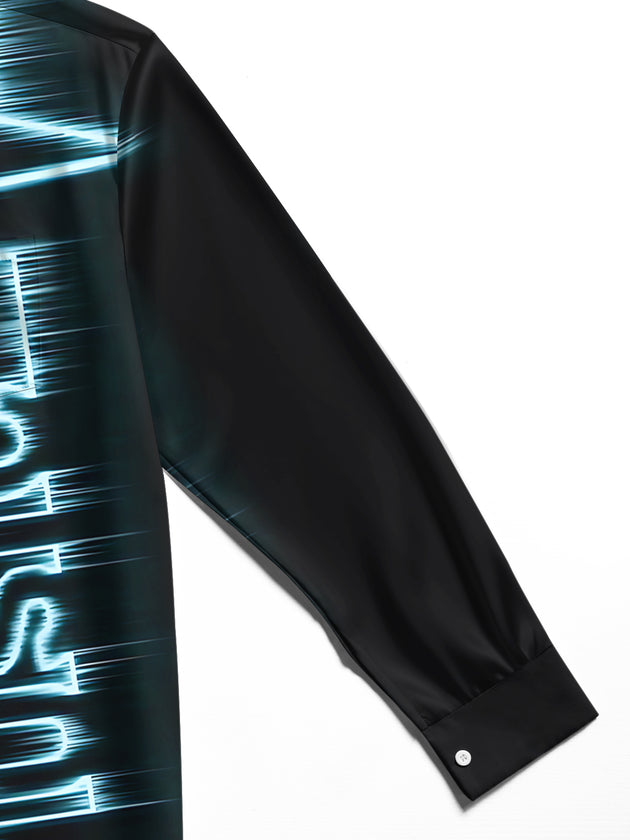 Adaychic Music Print Men's Pocket Long Sleeve Shirts