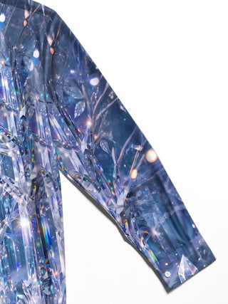 Adaychic Men's Printed Crystal Forest Path Print Long Sleeve Shirt with Chest Pocket