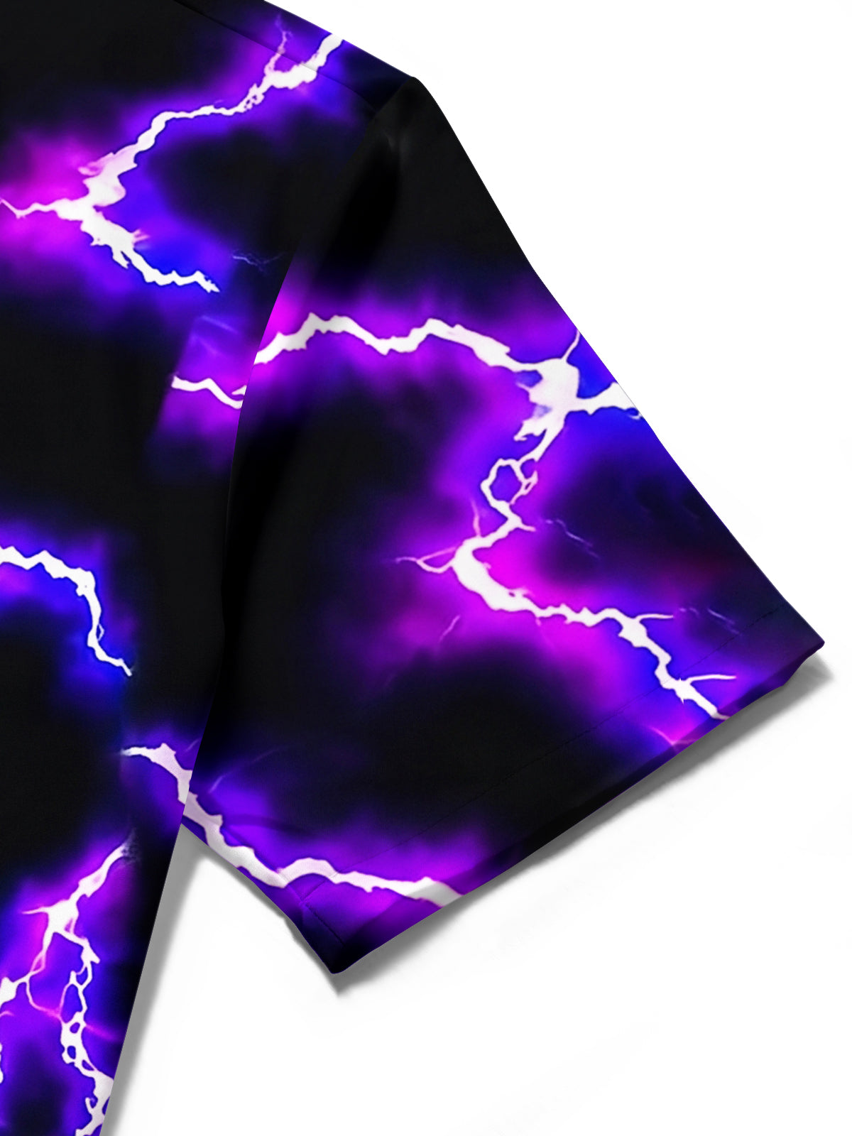 Adaychic Men's Abstract Purple Lightning Bolt Print Short Sleeve Shirt with Chest Pocket