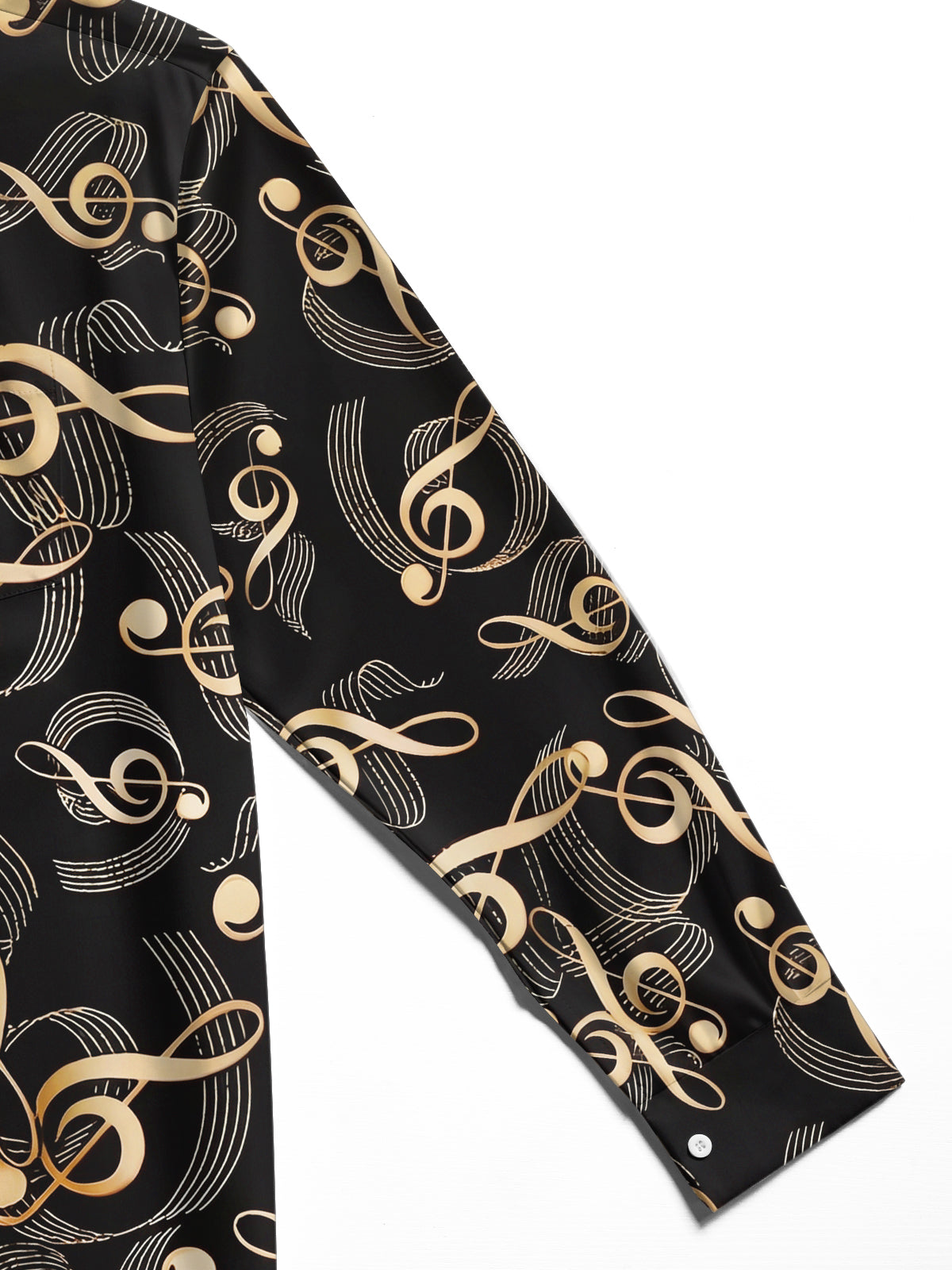 Adaychic Men's Printed Musical Notes Pattern Long Sleeve Shirt with Chest Pocket