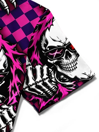 Geometry Skull Men's Pocket Short Sleeve Shirts