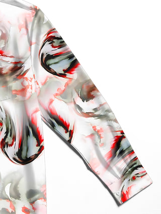 Adaychic Men's Printed Abstract Swirl Pattern Long Sleeve Shirt with Chest Pocket