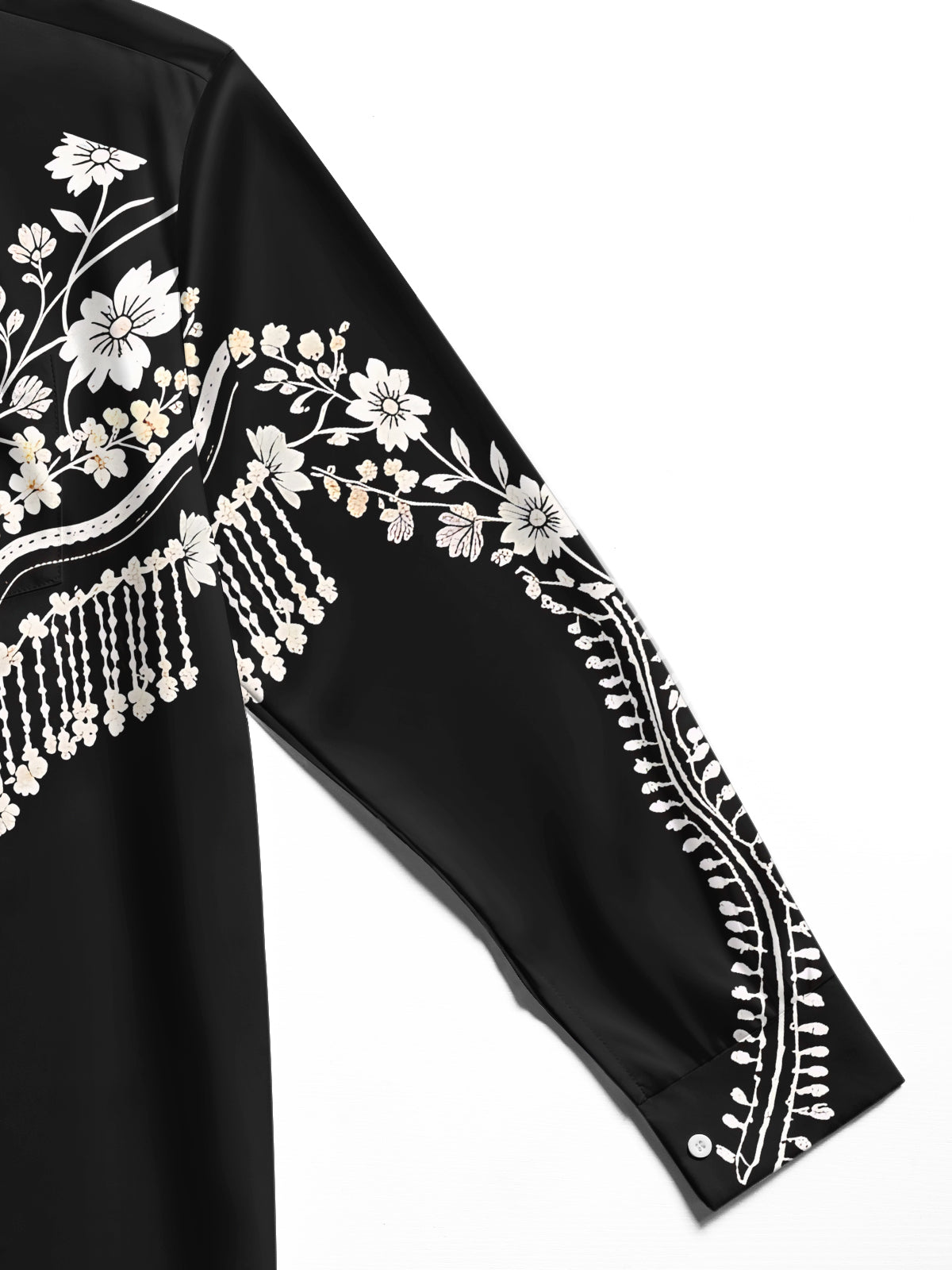 Adaychic Men's Floral Western Floral Embroidery Print Long Sleeve Shirt with Chest Pocket