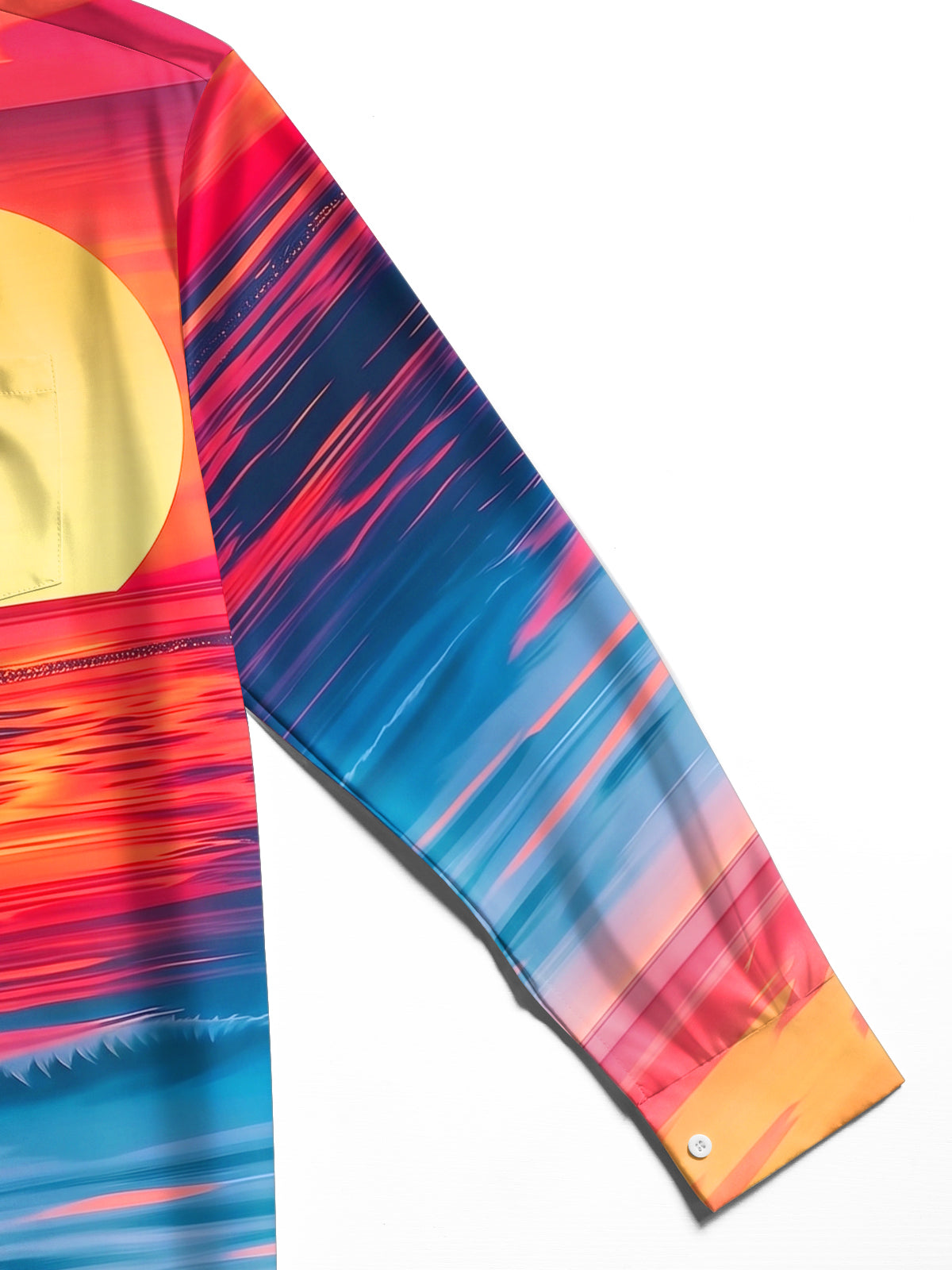 Adaychic Men's Hawaiian Sunset Over Ocean Print Long Sleeve Shirt with Chest Pocket