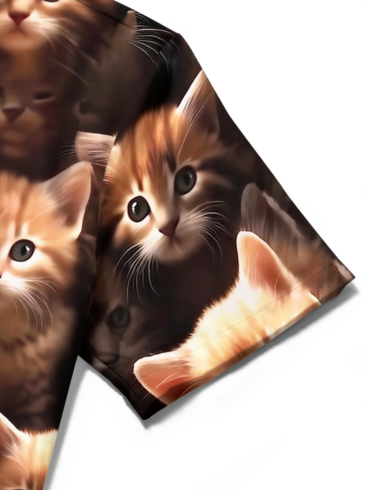 Adaychic Men's Vintage Style Kitten Faces Print Cat Print Short Sleeve Shirt with Chest Pocket