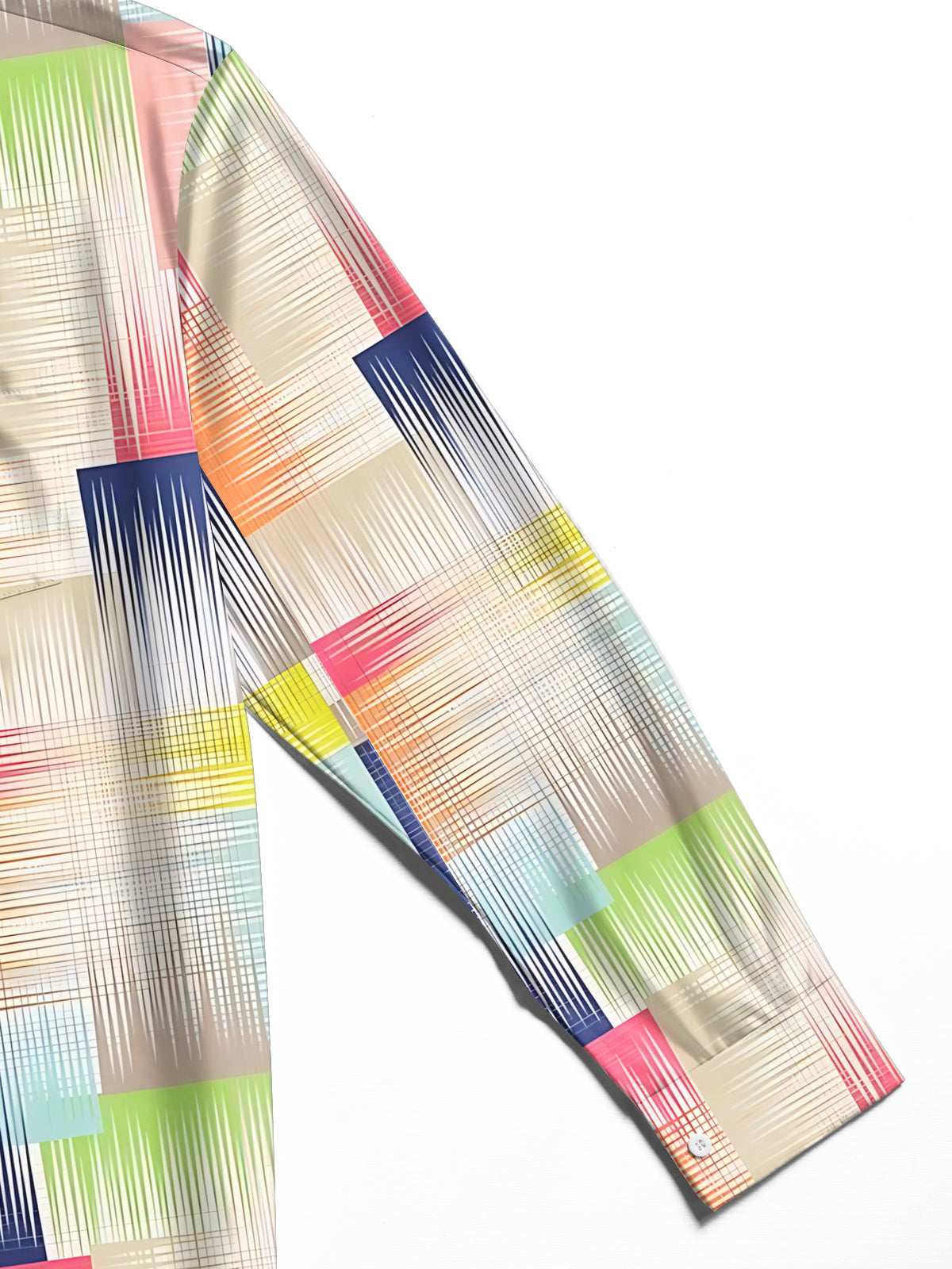 Adaychic Men's Printed Geometric Gradient Blocks Print Long Sleeve Shirt with Chest Pocket