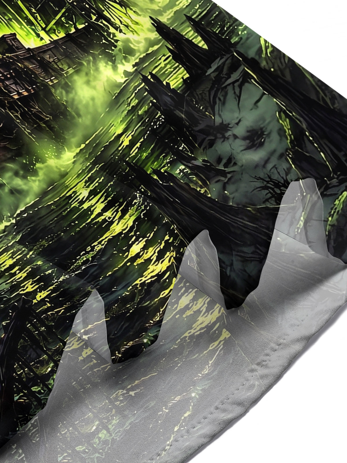 Adaychic Men's Short Sleeve Shirt - Halloween Ghostly Steamboat With Green Fog And Purple Smoke Print with Chest Pocket