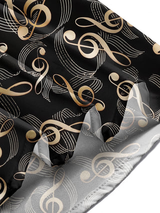 Adaychic Men's Printed Musical Notes Pattern Long Sleeve Shirt with Chest Pocket