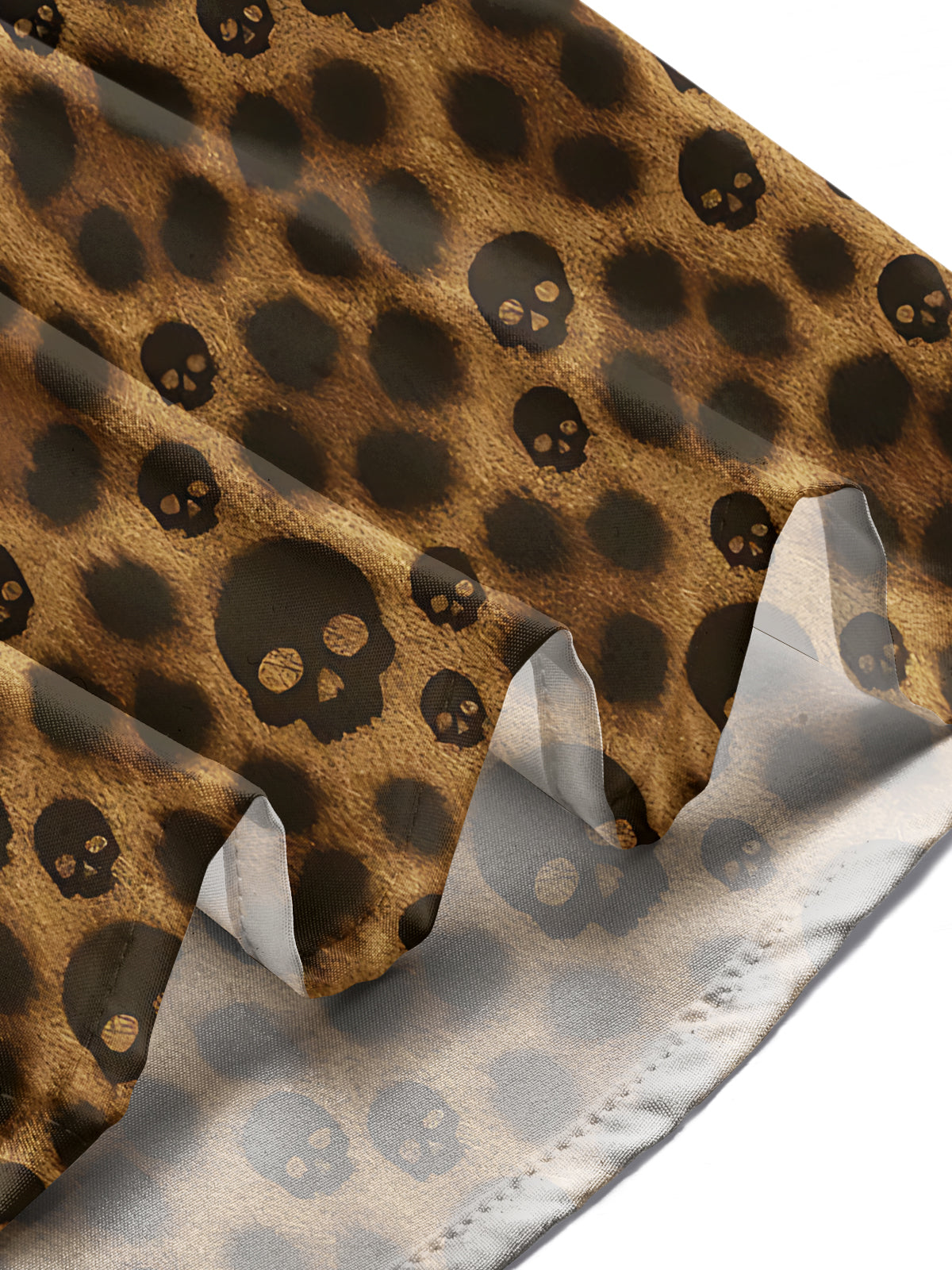 Adaychic Men's Printed Leopard Print Skull Motif Print Long Sleeve Shirt with Chest Pocket