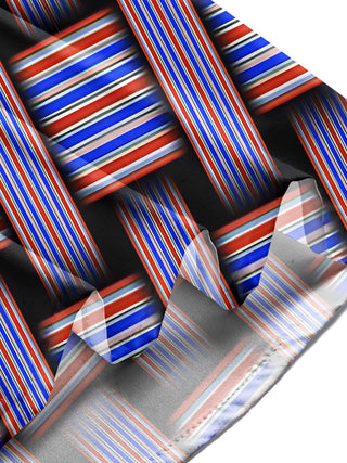 Adaychic Men's Striped Geometric Weave Stripes Print Long Sleeve Shirt with Chest Pocket