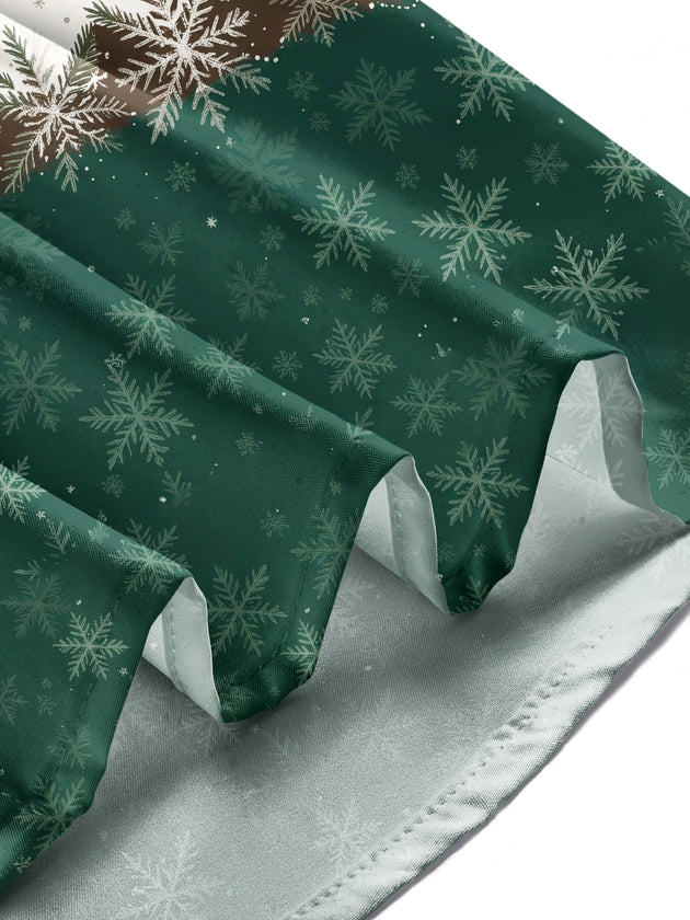 Adaychic Men's Christmas Snowflakes And Pine Branches Print Long Sleeve Shirt with Chest Pocket