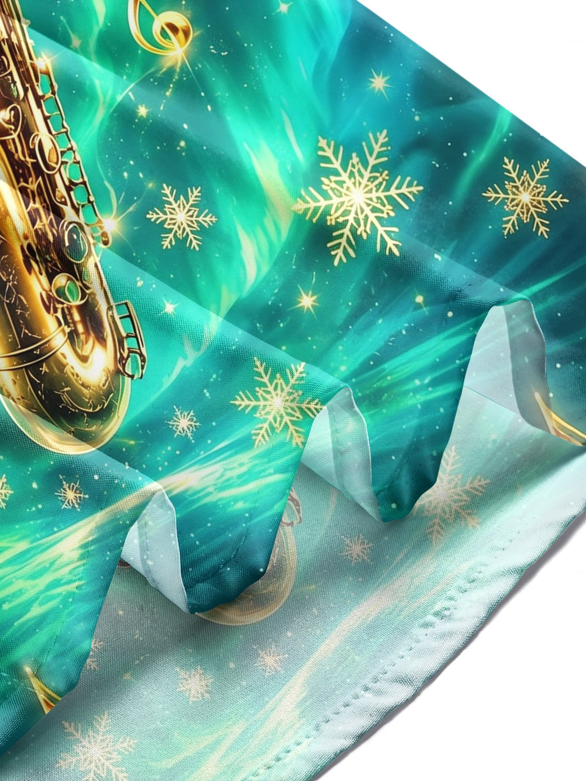 Adaychic Men's Graphic Saxophone Print Snowflakes Print Long Sleeve Shirt with Chest Pocket
