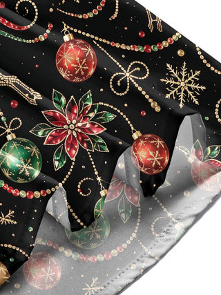 Adaychic Men's Printed Christmas Reindeer And Ornaments Print Long Sleeve Shirt with Chest Pocket
