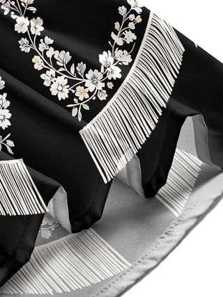 Adaychic Men's Floral Western Floral Embroidery Print Long Sleeve Shirt with Chest Pocket