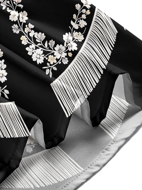 Adaychic Men's Floral Western Floral Embroidery Print Long Sleeve Shirt with Chest Pocket