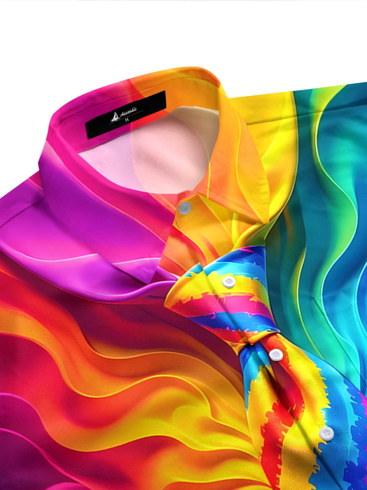 Men's geometric tie dye pocket short sleeve shirt side view
