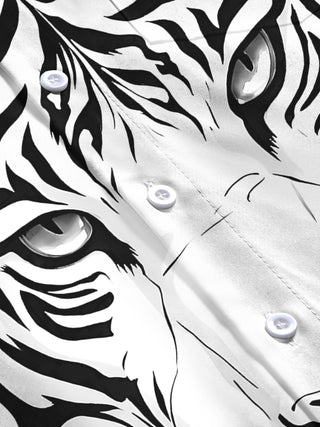 Adaychic Men's Graphic Animal Print Long Sleeve Shirt with Chest Pocket