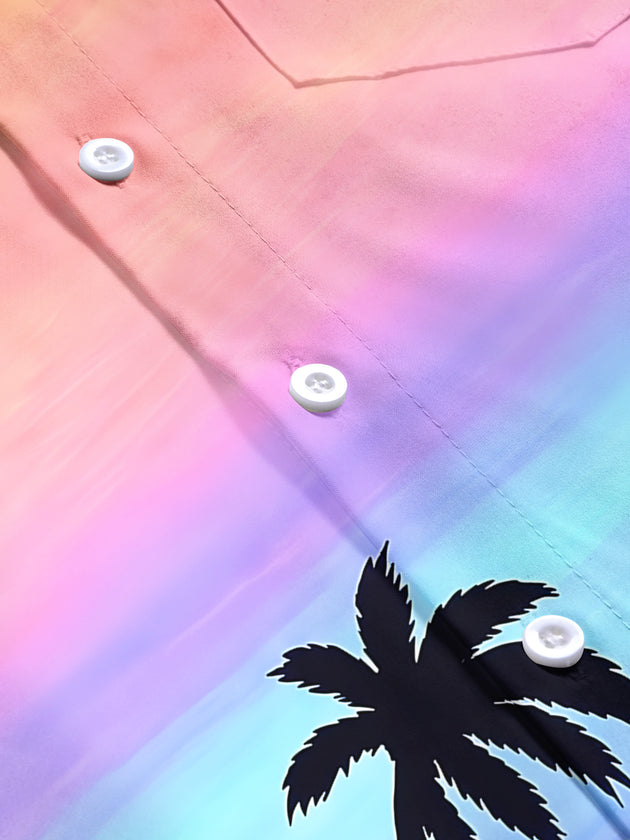 Hawaiian Coconut Tree Men's Pocket Short Sleeve Shirts