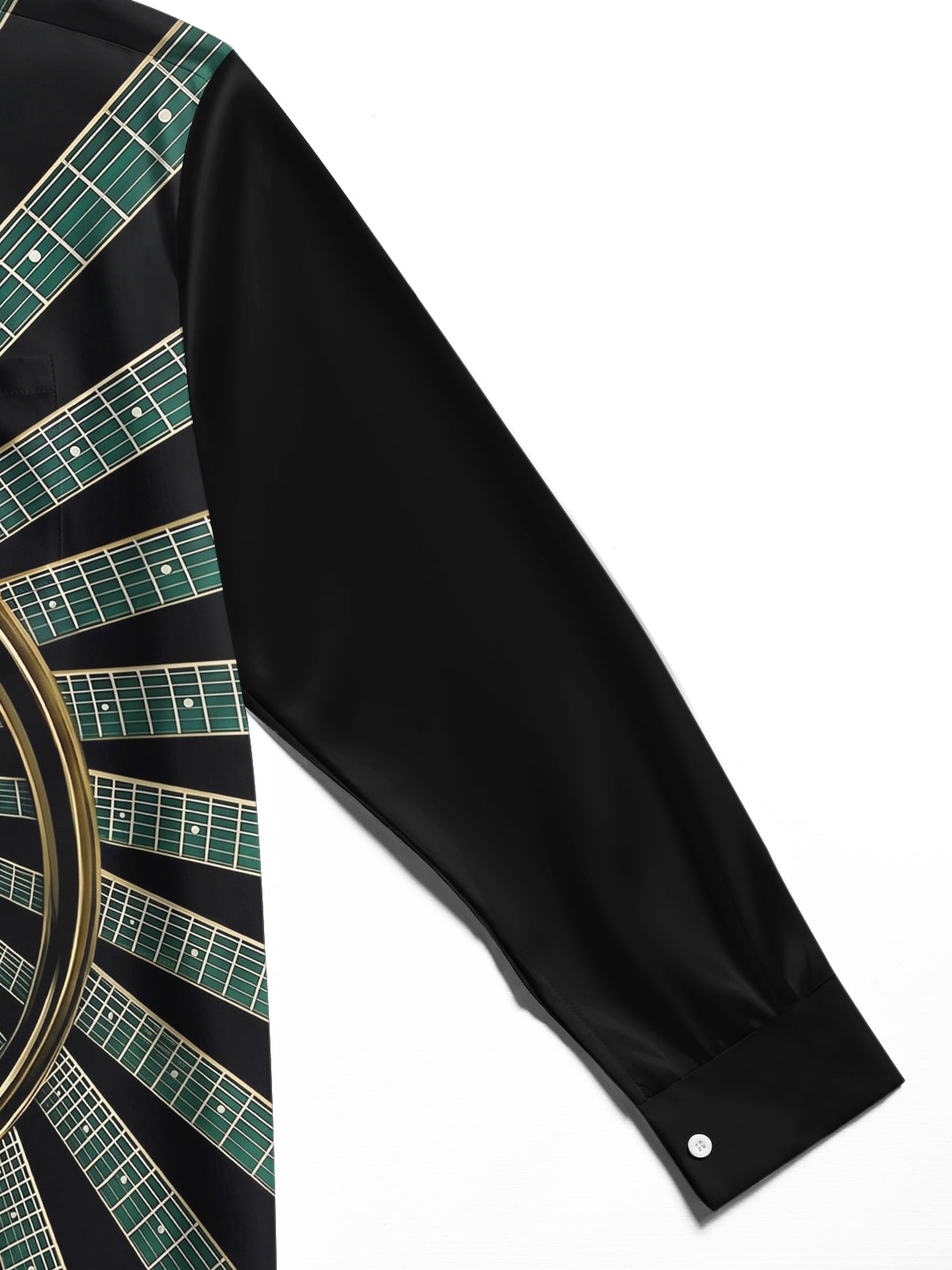 Adaychic Men's Graphic Guitar Fretboard Spiral Print Long Sleeve Shirt with Chest Pocket
