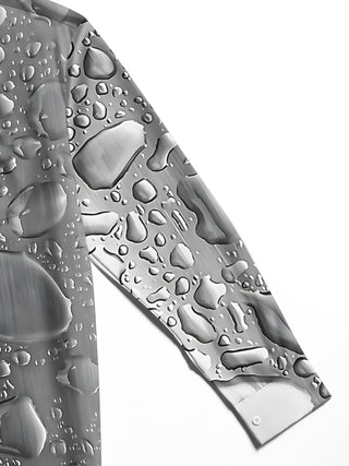 Adaychic Men's 3D Water Drop Pattern 3D Water Droplets Print Long Sleeve Shirt with Chest Pocket