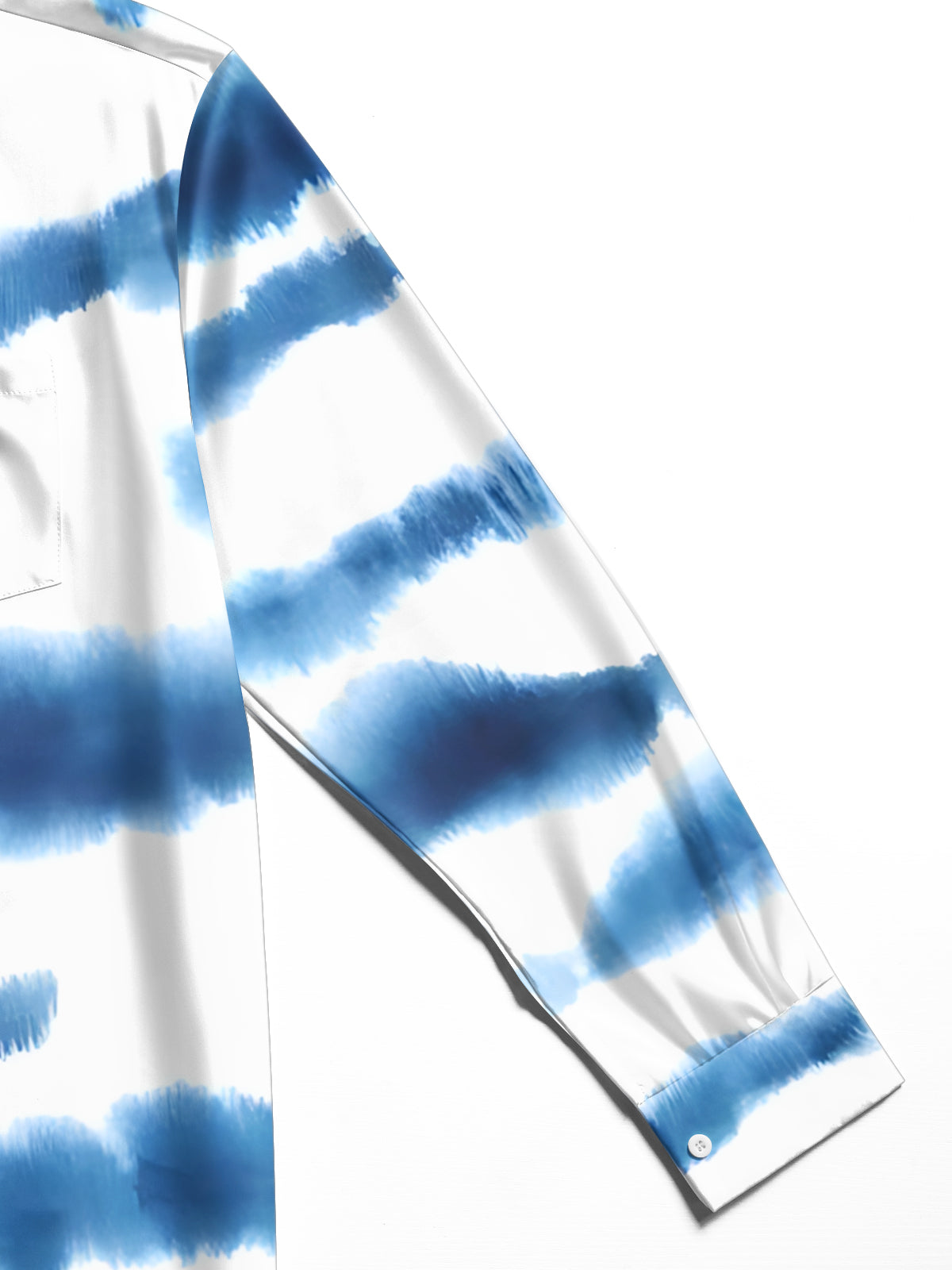 Adaychic Men's Blue And White Horizontal Stripes Print Long Sleeve Shirt with Chest Pocket