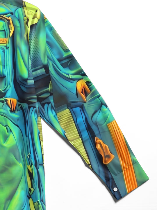 Adaychic Men's Graphic 3D Tactical Backpack Print Long Sleeve Shirt with Chest Pocket