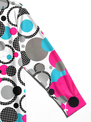 Adaychic Men's Patterned Colorful Polka Dot Circles Print Long Sleeve Shirt with Chest Pocket